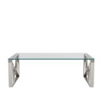 Stainless Steel Coffee Table with Glass Top - Image 3