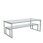 Stainless Steel Coffee Table with Glass Top - Image 3