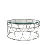 Stainless Steel Round Coffee Table with Glass Top - Image 4
