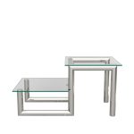 Stainless Steel Two Step Center Table with Glass Top - Image 3