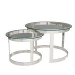 Stainless Steel Nesting Coffee Tables Set of 2 with Glass Top - Image 3