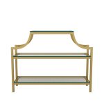 Steel Console Table with Glass Top & Storage Shelf - Image 3