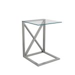 Stainless Steel C Shape End Table with Glass Top - Image 3