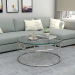Stainless Steel Round Coffee Table with Glass Top - Image 2