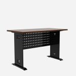 Steel Workstation Desk with Adjustable Height and Wooden Top - Image 5