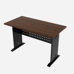 Steel Workstation Desk with Adjustable Height and Wooden Top - Image 4