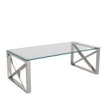 Stainless Steel Coffee Table with Glass Top - Image 4
