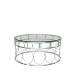 Stainless Steel Round Coffee Table with Glass Top - Image 3
