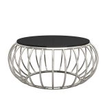 Stainless Steel Round Coffee Table with Glass Top - Image 4
