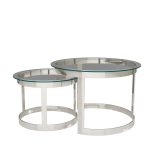 Stainless Steel Nesting Coffee Tables Set of 2 with Glass Top - Image 4