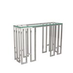 Stainless Steel Console Table with Glass Top - Image 4