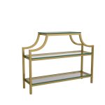Steel Console Table with Glass Top & Storage Shelf - Image 4