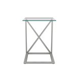 Stainless Steel C Shape End Table with Glass Top - Image 4