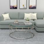 Stainless Steel Round Coffee Table with Glass Top