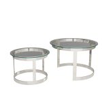 Stainless Steel Nesting Coffee Tables Set of 2 with Glass Top - Image 5