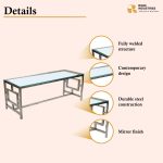 Stainless Steel Coffee Table with Glass Top - Image 2