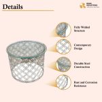 Stainless Steel Round Coffee Table with Glass Top - Image 3