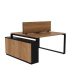 Steel Face To Face Cluster of 2 Workstation Desk with Wooden Top - Image 3