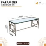 Stainless Steel Coffee Table with Glass Top - Image 4