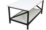 Steel Casper Coffee Table with Storage Shelf & Wooden Top - Image 9
