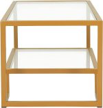 Steel Geometric Coffee Table with Storage Shelf & Glass Top - Image 5