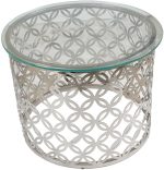 Stainless Steel Round Coffee Table with Glass Top