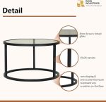 Steel Round Coffee Table with Tinted Glass Top - Image 4