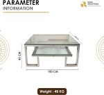 Stainless Steel Coffee Table with Glass Top - Image 4