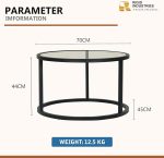 Steel Round Coffee Table with Tinted Glass Top - Image 2