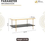 Steel Mid Century Coffee Table with Storage Shelf & Glass Top - Image 4