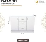 Wooden Ezra Low Height Storage Cabinet with Drawers - Image 4