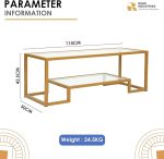 Steel Geometric Coffee Table with Storage Shelf & Glass Top - Image 4
