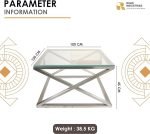 Stainless Steel Square Center Table with Glass Top - Image 4