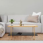 Steel Mid Century Coffee Table with Storage Shelf & Glass Top