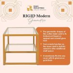 Steel Geometric Coffee Table with Storage Shelf & Glass Top - Image 2