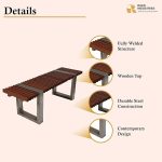 Stainless Steel Bench with Wooden Top - Image 3