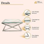 Stainless Steel Square Center Table with Glass Top - Image 2
