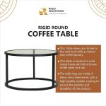 Steel Round Coffee Table with Tinted Glass Top - Image 3