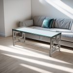 Stainless Steel Coffee Table with Glass Top