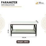 Steel Casper Coffee Table with Storage Shelf & Wooden Top - Image 4