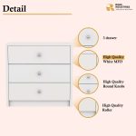 Wooden 3 Drawer Storage Organizer Wardrobe - Image 3