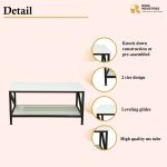 Steel Casper Coffee Table with Storage Shelf & Wooden Top - Image 3