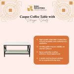 Steel Casper Coffee Table with Storage Shelf & Wooden Top - Image 2