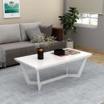 Steel Rectangular Coffee Table with Wooden Top