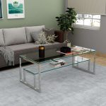 Stainless Steel Coffee Table with Glass Top