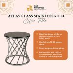 Stainless Steel Coffee Table with Glass Top - Image 2