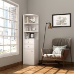 Wooden Corner Storage Cabinet with 3 Display Shelves
