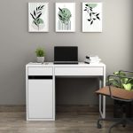 Wooden Workstation Desk with Two Drawers & File Cabinet - Image 2
