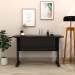 Steel Workstation Desk with Adjustable Height and Wooden Top - Image 2