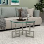 Stainless Steel Coffee Table with Glass Top